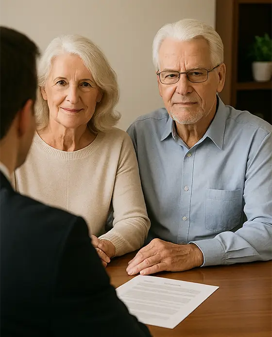 estate-planning-chatgpt Retired couple estate planning with attorney